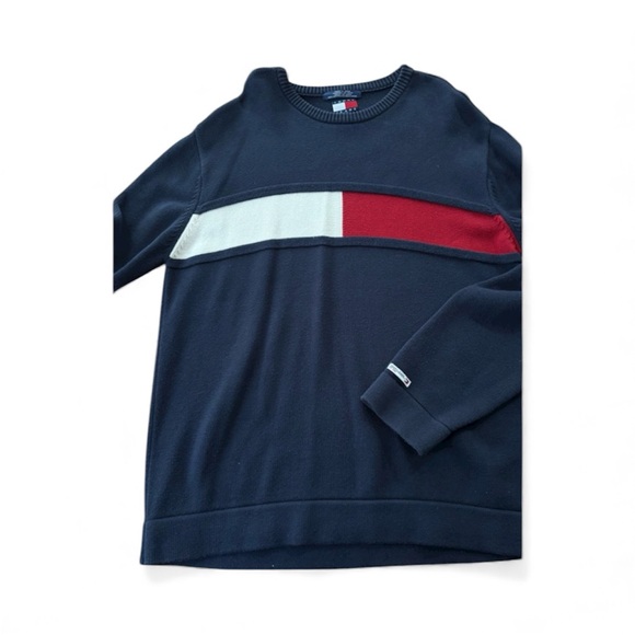 Tommy Hilfiger Other - TOMMY HILFIGER Navy Sweater with Red and White Stripes - Men’s Large